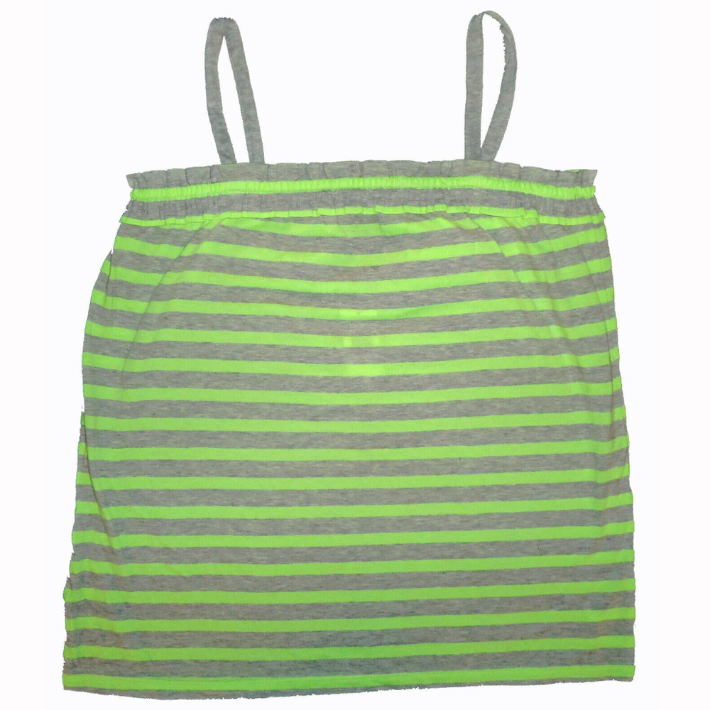 Gap Kids NWT Green Gray Striped Ruffle Cami Tank Top Shirt XXL 14 16